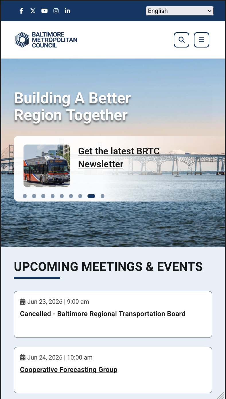 Baltimore Metropolitan Council mobile view