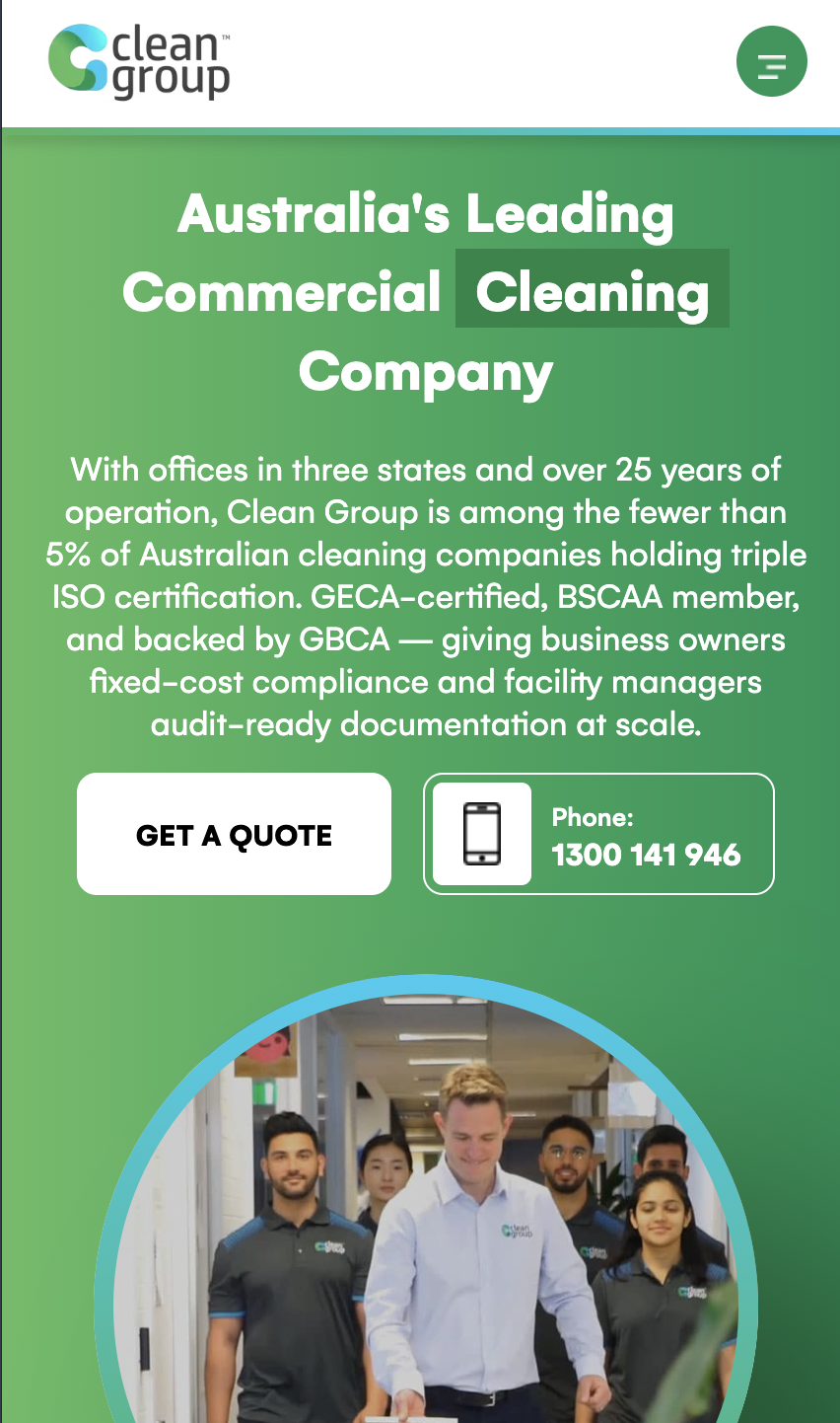 Commercial Cleaning mobile view