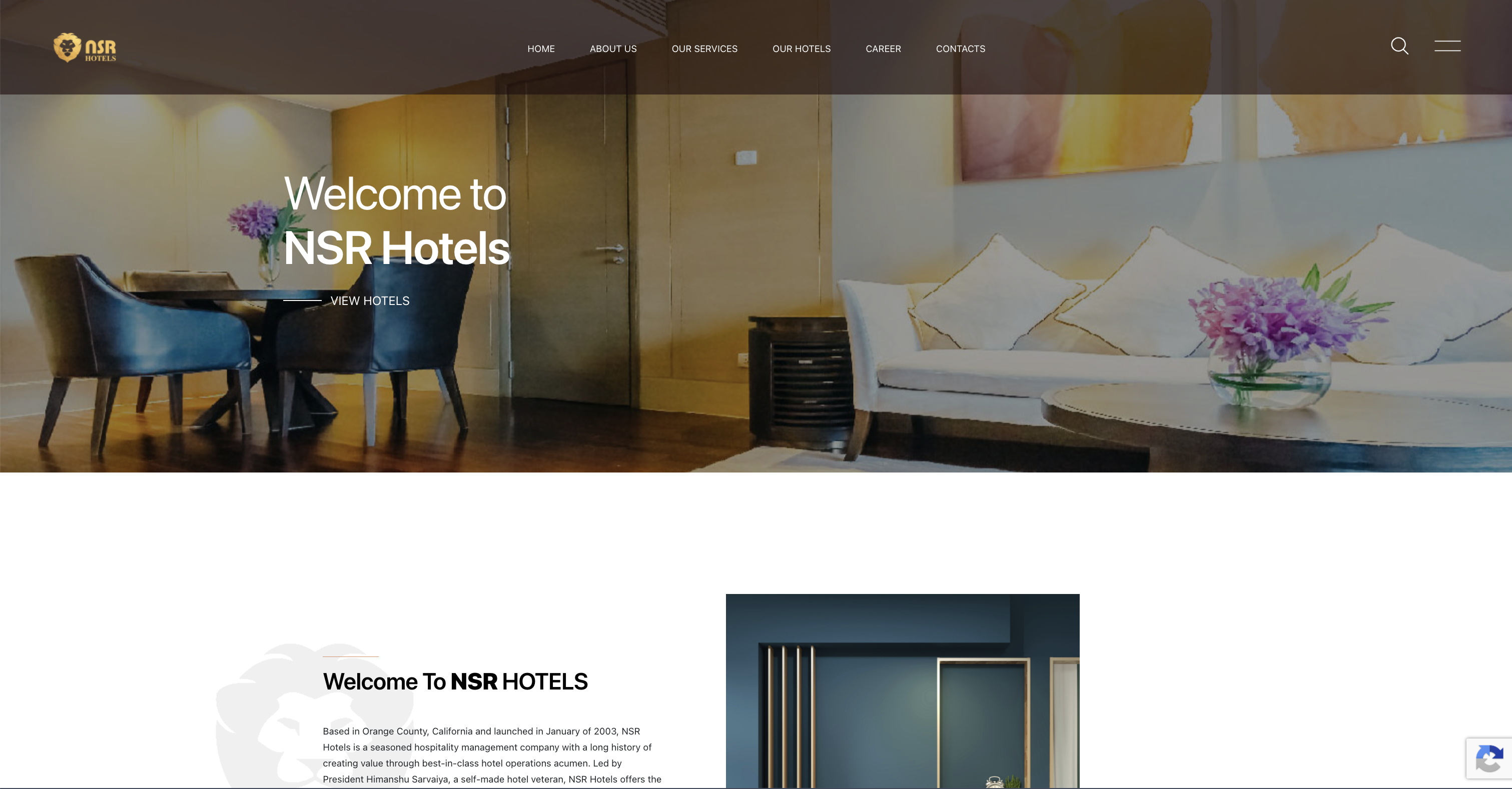 NSR Hotels desktop view