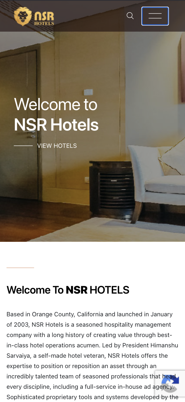 NSR Hotels mobile view