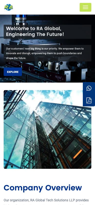 RA Global mobile view